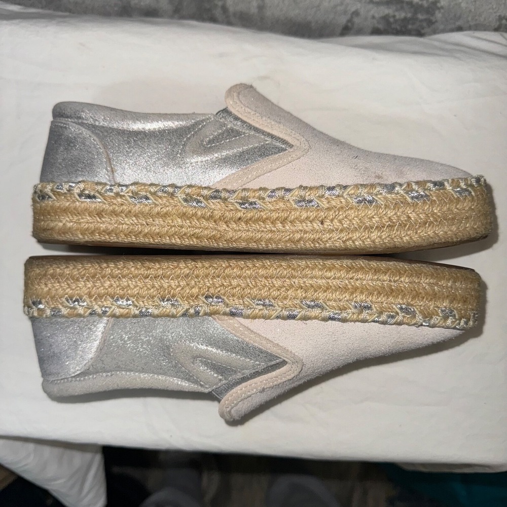 Tretorn women sz 6 Emilia 2 Platform Espadrille Sneaker Slip On Shoe Gray Silver